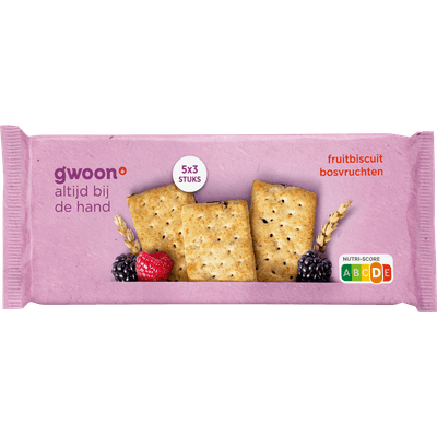 G'woon Fruitbiscuit bosvruchten 5x3 stuks