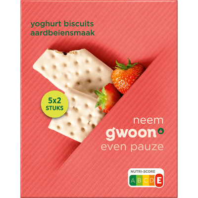 G'woon Yoghurtbiscuit aardbei  5x2 stuks