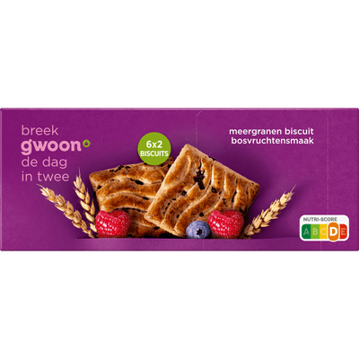 G'woon Meergranenbiscuit bosvruchten 6x2 stuks