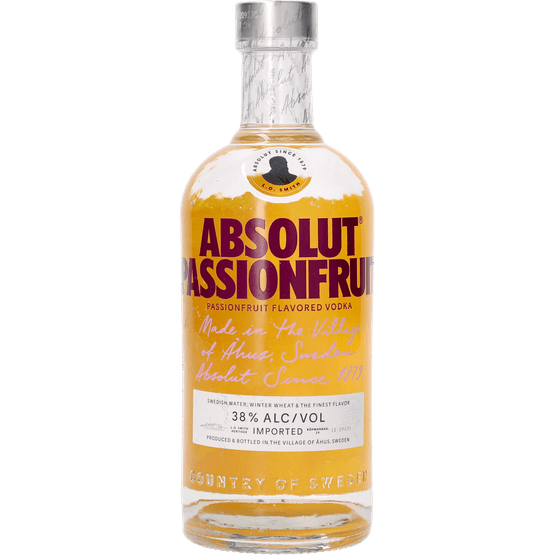 Foto van Absolut Wodka passionfruit op witte achtergrond