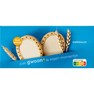 G'woon Melkbiscuit naturel 6x2 stuks