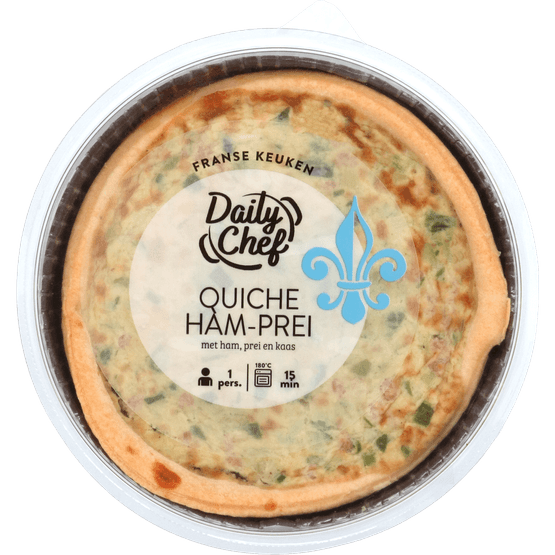 Foto van Daily Chef Quiche ham & prei op witte achtergrond