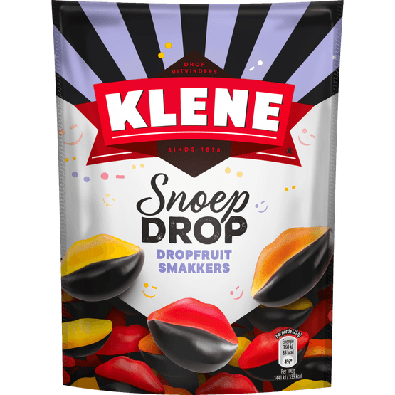 Foto van Klene Snoepdrop dropfruit smakkers op witte achtergrond