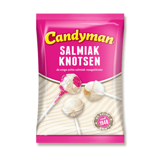 Foto van Candyman Salmiak knotsen op witte achtergrond