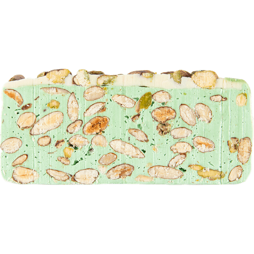 Foto van Happy Sweets Nougat cake pistache op witte achtergrond