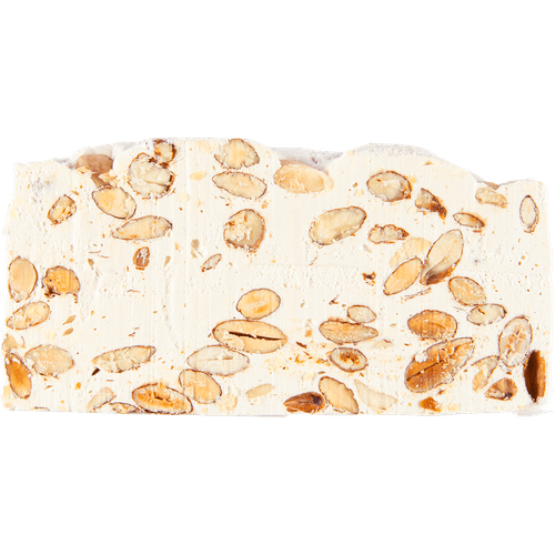 Foto van Happy Sweets Nougat cake amandel op witte achtergrond