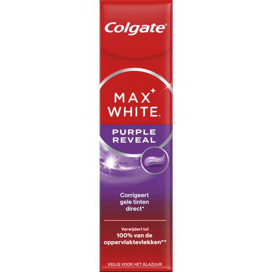 Foto van Colgate Tandpasta max white purple op witte achtergrond