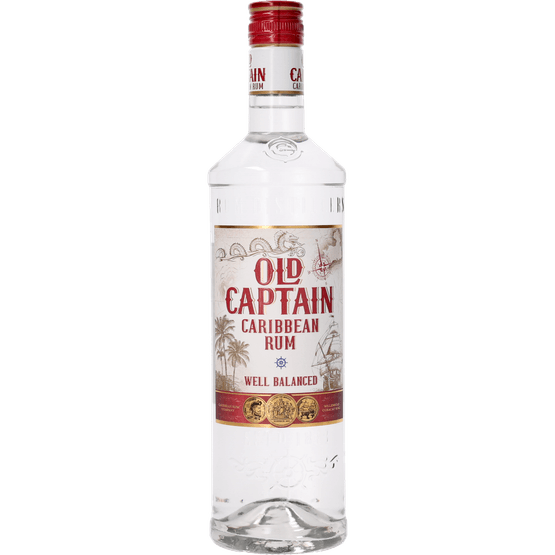 Foto van Old Captain Rum wit op witte achtergrond