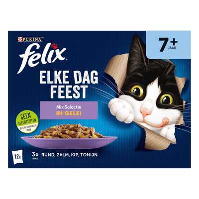 Felix Kattenvoer elke dag feest senior mix selectie gelei 12 stuks