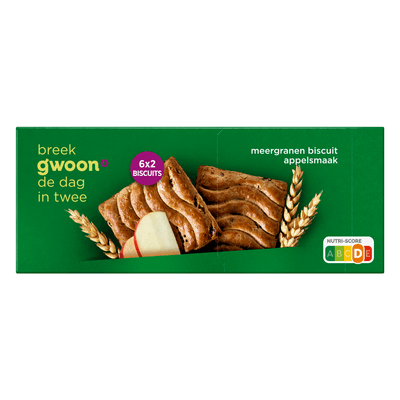 G'woon Meergranenbiscuit appel 6x2 stuks