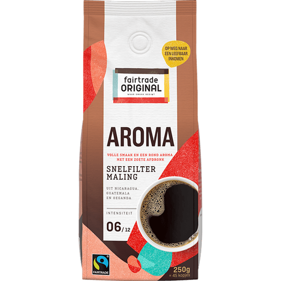 Foto van Fairtrade Filterkoffie aroma op witte achtergrond