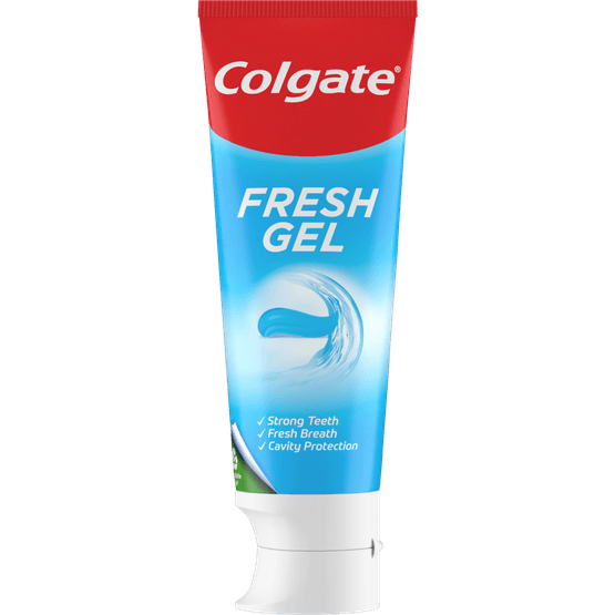 Foto van Colgate Tandpasta blue fresh gel op witte achtergrond