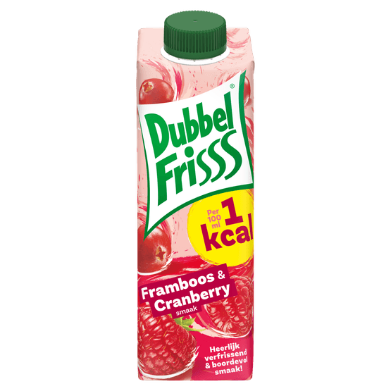 Foto van Dubbelfrisss Framboos-cranberry 1 kcal op witte achtergrond