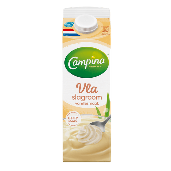 Foto van Campina Slagroomvla vanille op witte achtergrond