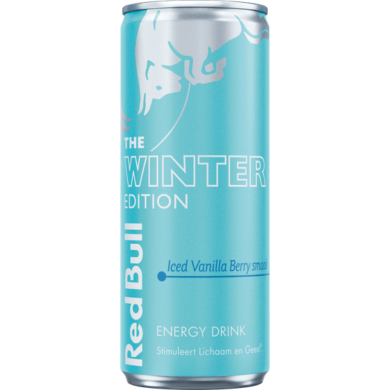 Foto van Red Bull Energy drink iced vanilla berry op witte achtergrond