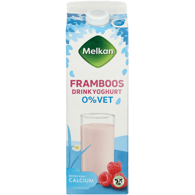 Melkan Zuiveldrink framboos 0% vet