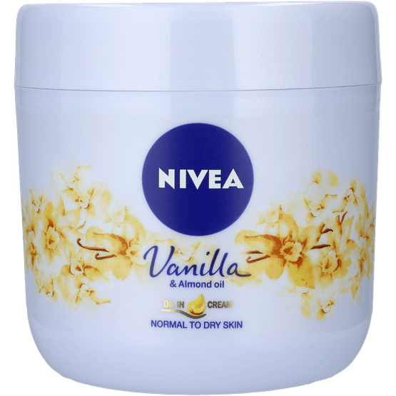 Foto van Nivea Body cream vanilla almond op witte achtergrond