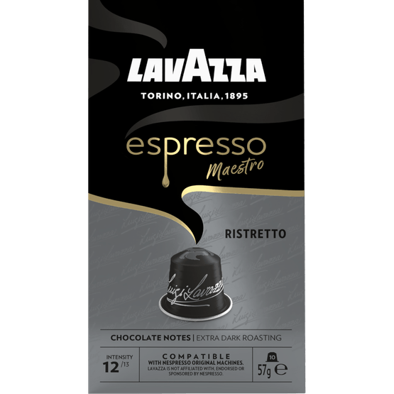 Foto van Lavazza Koffiecups alu maestro ristretto sterkte1 op witte achtergrond