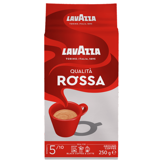 Foto van Lavazza Snelfiltermaling qualita rossa op witte achtergrond