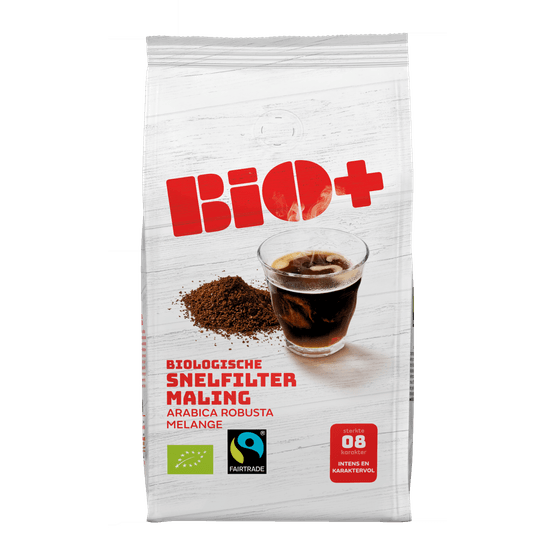 Foto van Bio+ Filterkoffie Dutch roast op witte achtergrond