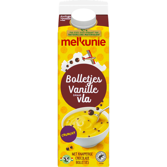 Foto van Melkunie Bolletjes vanillevla crunch op witte achtergrond