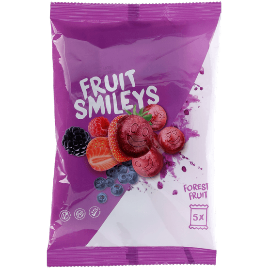 Foto van Newmy Forest fruit smileys 5 stuks op witte achtergrond