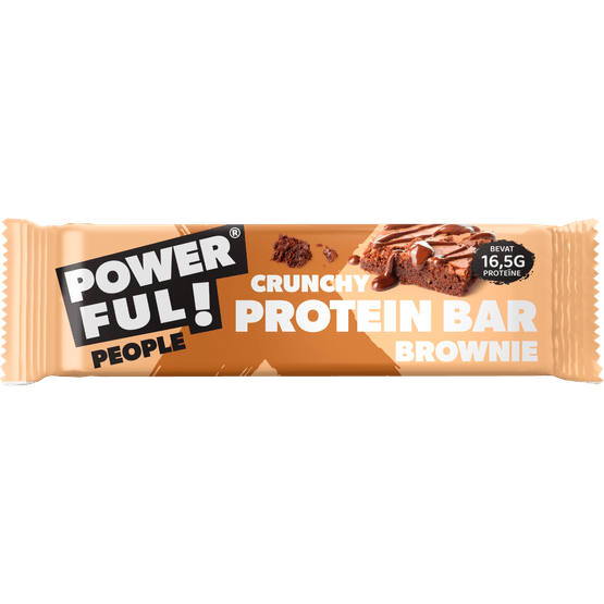 Foto van Powerful People Proteine bar brownie op witte achtergrond