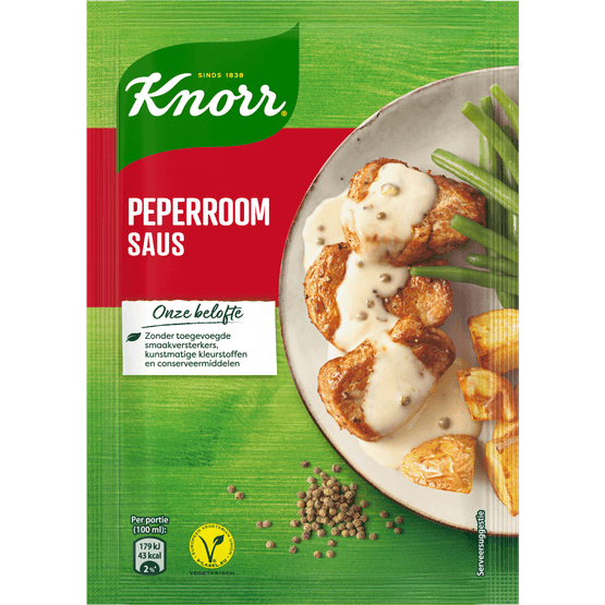 Foto van Knorr Groene pepersaus op witte achtergrond