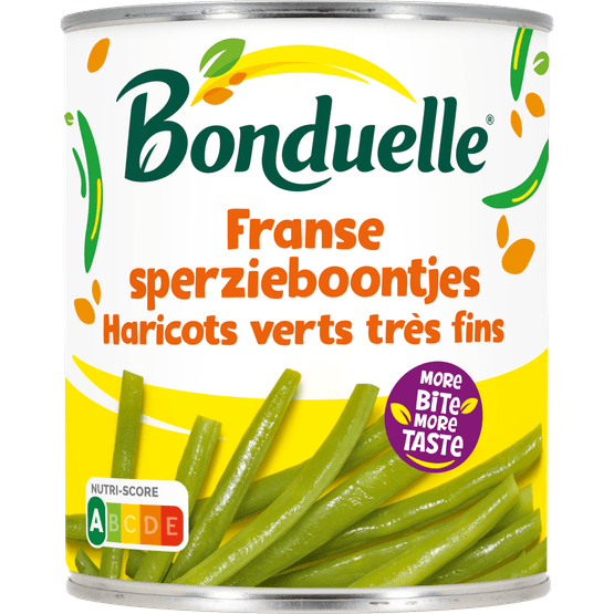 Foto van Bonduelle Franse sperzieboontjes op witte achtergrond