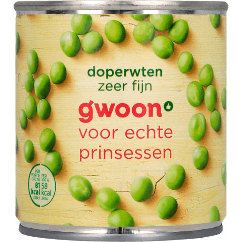 Foto van G'woon Doperwten zeer fijn op witte achtergrond