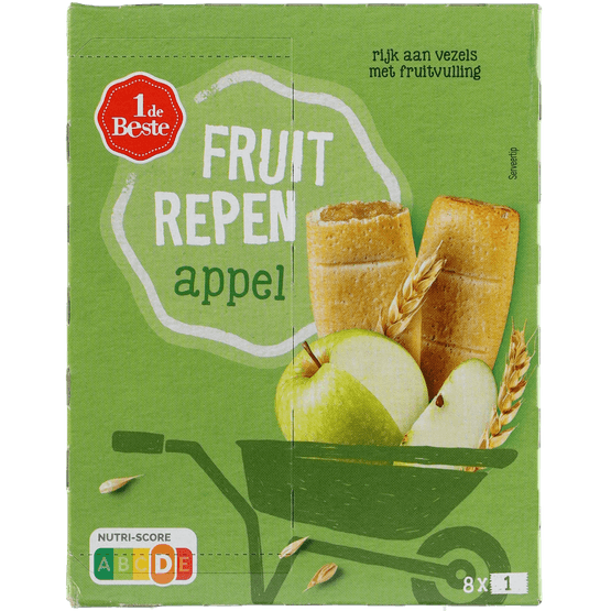 Foto van 1 de Beste Fruitrepen appel op witte achtergrond