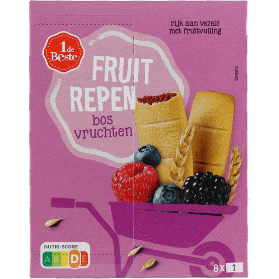 Foto van 1 de Beste Fruitrepen bosvruchten op witte achtergrond