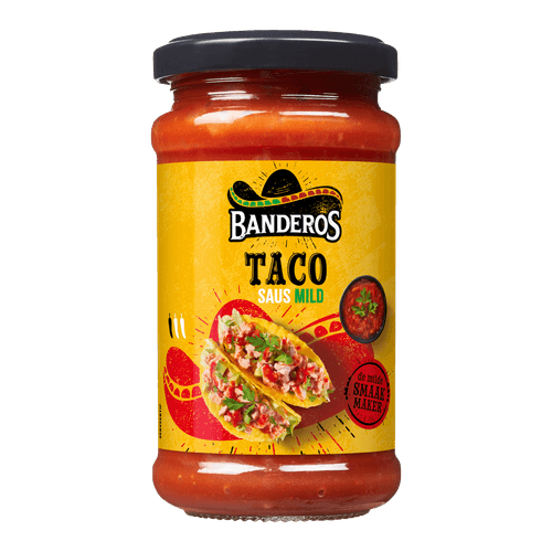 Foto van Banderos Taco saus op witte achtergrond