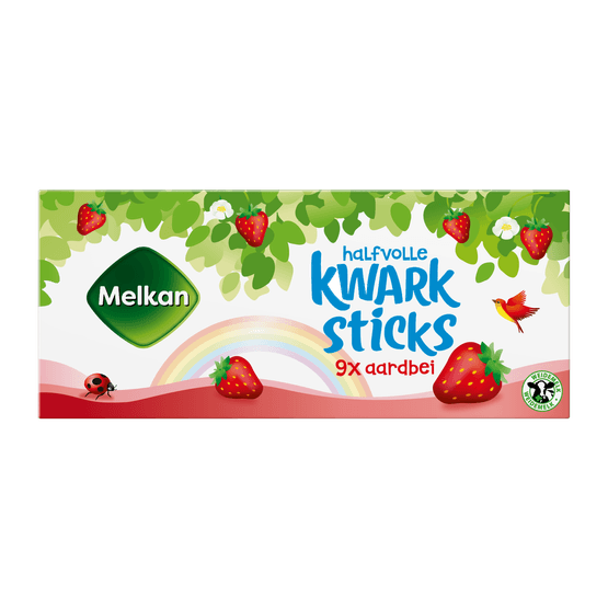 Foto van Melkan Kwarksticks aardbei op witte achtergrond