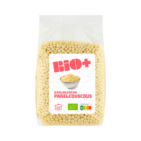 Foto van Bio+ Parelcouscous op witte achtergrond