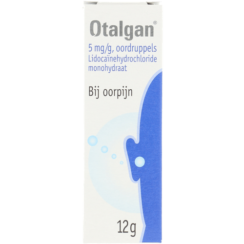 Foto van Otalgan Oordruppels op witte achtergrond