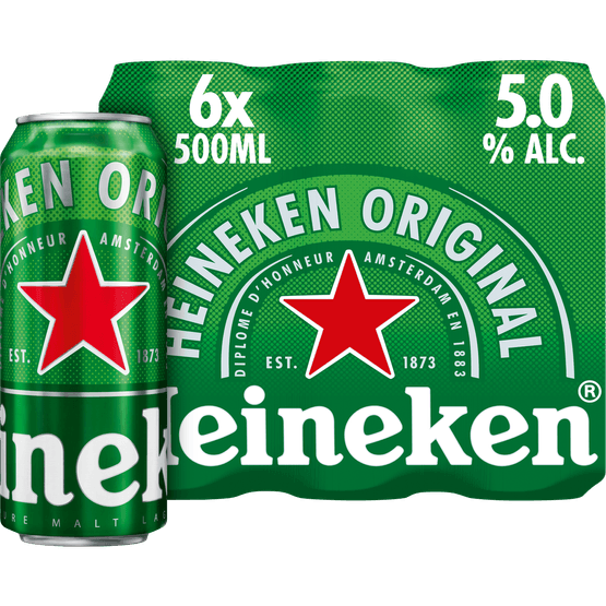 Foto van Heineken Pilsener 6x50 cl op witte achtergrond