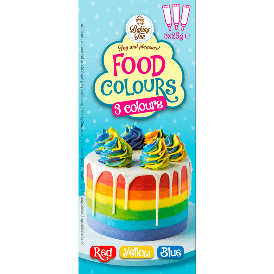 Foto van BAKING FUN Food colours 3 stuks op witte achtergrond