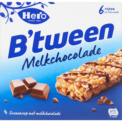 Hero B'tween melk chocolade repen 6 stuks