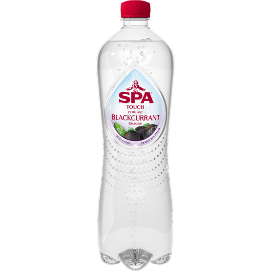 Foto van Spa Touch bruisend blackcurrant op witte achtergrond