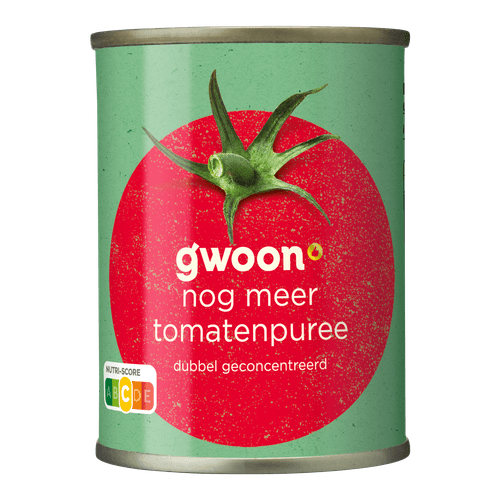 Foto van G'woon Tomatenpuree dubbel geconcentreerd op witte achtergrond