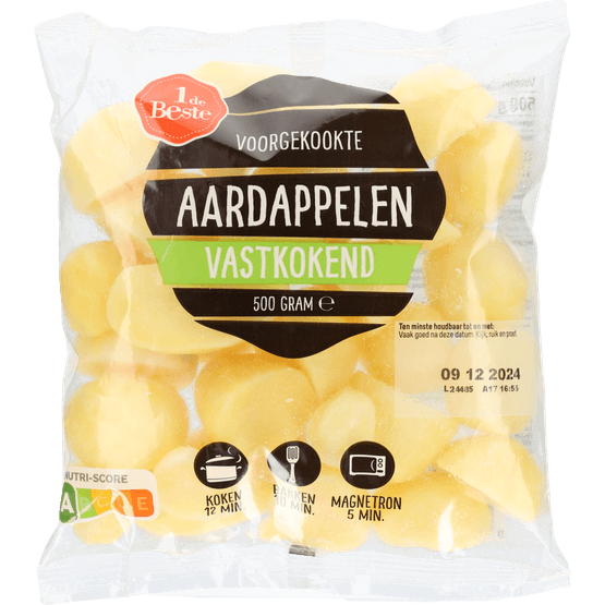 Foto van 1 de Beste Gekookte aardappelen vastkokend op witte achtergrond