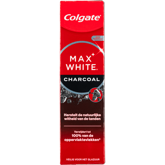 Foto van Colgate Tandpasta max white charcoal op witte achtergrond