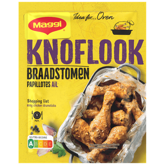 Foto van Maggi Braadstomen kip knoflook op witte achtergrond