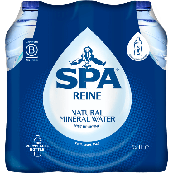 Foto van Spa Mineraalwater reine op witte achtergrond