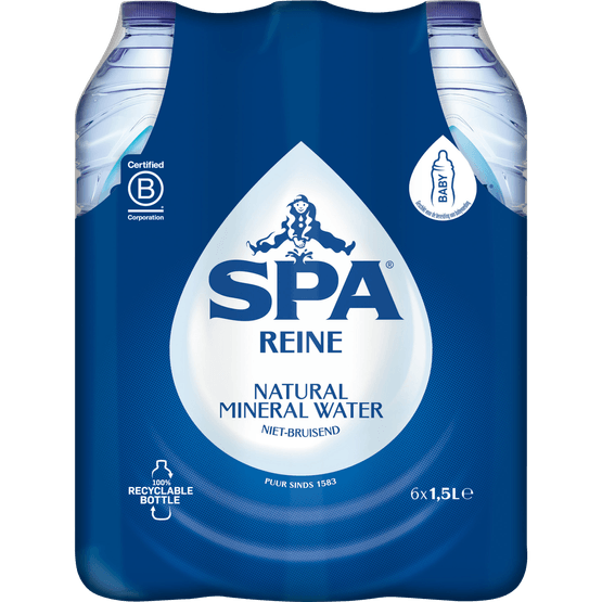 Foto van Spa Mineraalwater reine op witte achtergrond