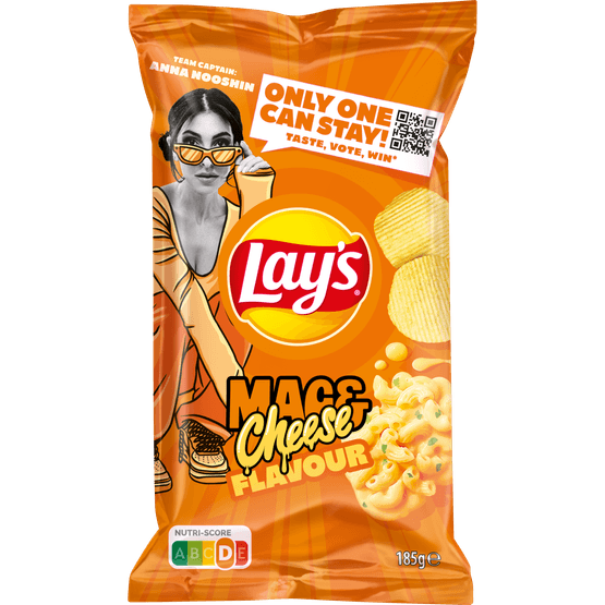 Foto van Lay's Chips max mac&cheese op witte achtergrond