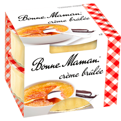 Foto van Bonne Maman Creme brulee 2 st. op witte achtergrond