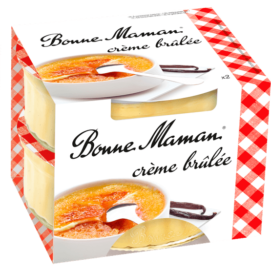 Foto van Bonne Maman Creme brulee 2 st. op witte achtergrond