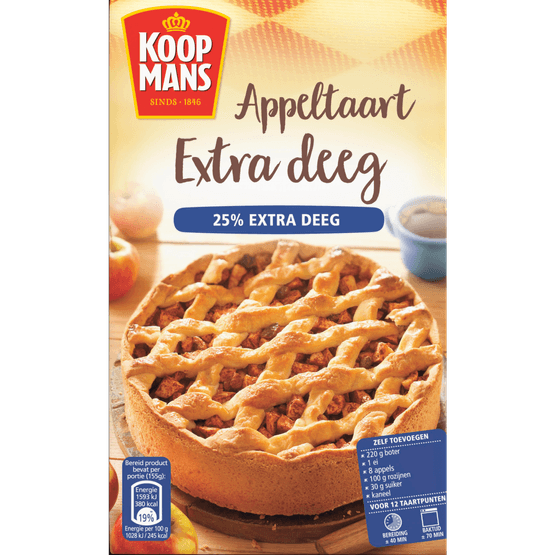 Foto van Koopmans Appeltaartmix extra deeg op witte achtergrond